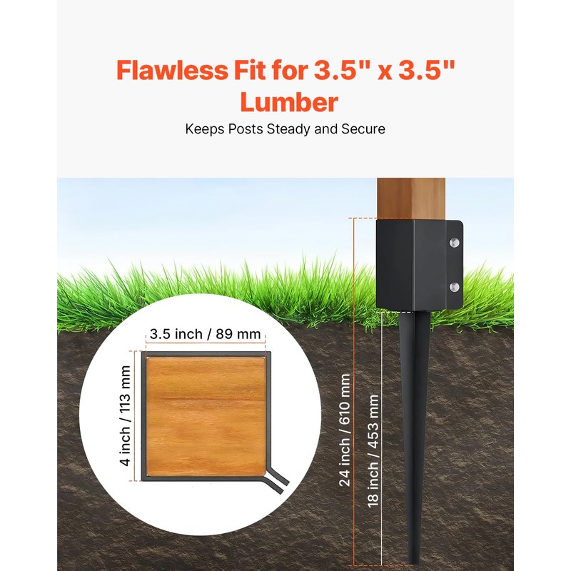 VEVOR Fence Post Anchor, 4 Pack 4 x 4 Inches