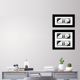 Creative Picture Frames 8x14-inch 4 First Dollar Manhattan Black Wall Frame With White Mat Holds Multiple 2.5 x 6 inch US Currency Bills