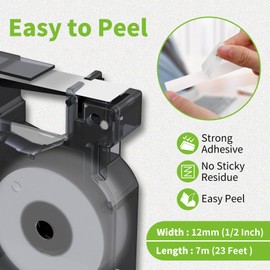 Anycolor 6 x 45010 Transparent Compatible Labelpoint 250 150 100 Label Tape Replacement for Dymo 45010 S0720500 12 mm x 7 m for Dymo LabelManager 160 PNP 210D 360D 280 420P 500TS Labelwriter 450 Duo