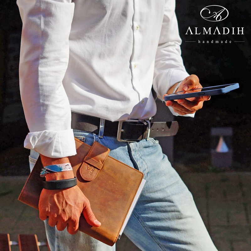 Almadih Leather Organizer A5 with Rings Brown VT Genuine Leather