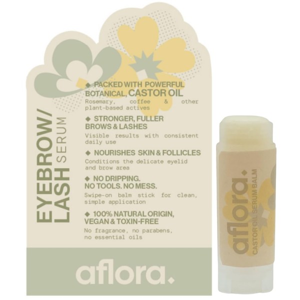 AFLORA Castor Oil Solid Balm for Lashes and Brows– No