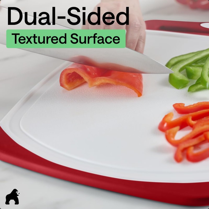 GORILLA GRIP BPA-Free Reversible Kitchen Cutting Board Set of 3,