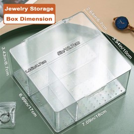 Jewelry Organizers for Women, Clear Acrylic Drawer Organizer Box with 10 Large Bags for Bracelet, 30 Middle Bags for Necklace, 20 Small Bags for Ring, Earring Storage Box, Individually Packaged, Carry