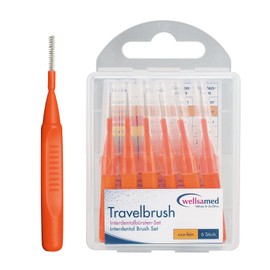 wellsamed Travelbrush Pack of 6 Interdental Brushes, ISO 2: 0.5 mm, Brush Size: 1.9 mm/xxx-fine, for effective cleaning of interdental spaces