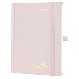 POPRUN 2026 Planner (Medium Size 8.5''x 6.5'' Hardcover) - Daily Weekly and Monthly Calendar Agenda 2026 Appointment Book with Hourly Time Slots, Monthly Tabs, 100 GSM - Light Pink