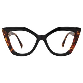 Zeelool Stylish Acetate Cat Eye Blue Light Blocking Glasses Computer Eyewear for Women Oversized Eyeglasses Spitler ZJGA100148-01 Black-Tortoise
