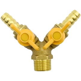 ZUDKSUY 3/8" 3-Way Hose Barb Ball Valve, Y Shaped Type 1/2" Male x 1/2" Male Hose Barb, 2 Switch Ball Valve for Water Oil Gas Fuel line Fittings