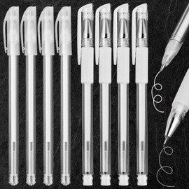 White Gel Pen, 12Pcs White Highlighter Pens for Art, 0.6mm/0.8mm Fine Point Gel Pen, Rollerball Pens for Black Paper, Sketching, Drawing, Illustration(2 Sizes)