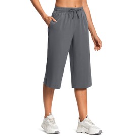 ISEEGZ Women's Capri Pants Wide Leg Plus Size Lightweight Quick Dry Casual Summer Pants Sweatpants Hiking Walking