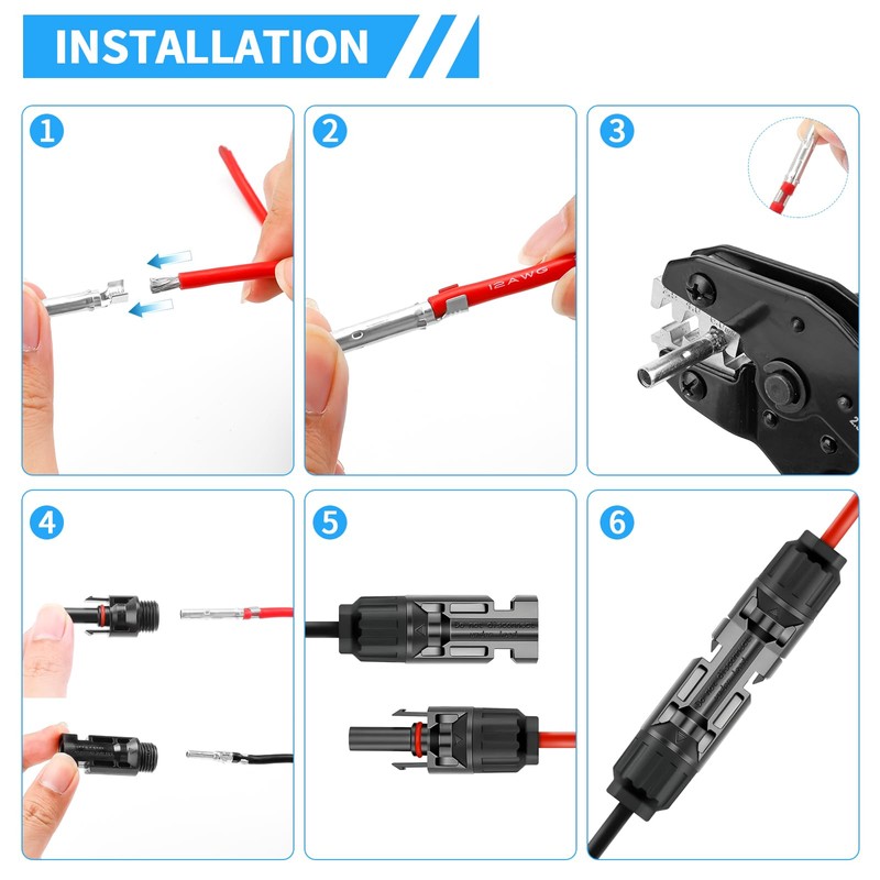 Solar Crimping Tool Set 2.5/4/6 mm² (AWG 13-10) PV Cable,