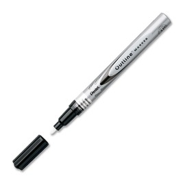 Pentel Arts Outline Marker, Silver Ink Outlined in Black Ink, 1 Pack (MSP60BPZA)
