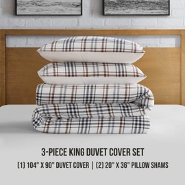 Lucky Brand Camper Plaid Duvet Cover Set - King Size - 3 Piece Cozy Bedding Ensemble