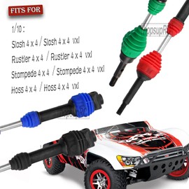 hopsupRC Drive Shaft CVD Upgrades Part for 1/10 Slash VXL 4X4,Stampede VXL 4X4,Rustler VXL 4X4,Hoss VXL 4X4 4WD,4PCS Steel #45 Front Rear Transmission Universal Driveshaft Axles Hops Up, Navy Blue