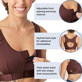 Care+Wear - Post Surgery Recovery Bra for Post Mastectomy (Chocolate, X-Small) - Wearing After Mastectomy Surgery - Comfortable Post-Surgery Support - Breathable, Adjustable and Front Opening