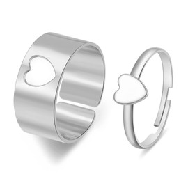 HUASAI Promise Rings for Couples Matching Couple Rings Engagement Rings Non Tarnish for Boyfriend Girlfriend Wedding Bands for Her Open Adjustable Wedding Rings Jewelry Gifts for Couples 2024