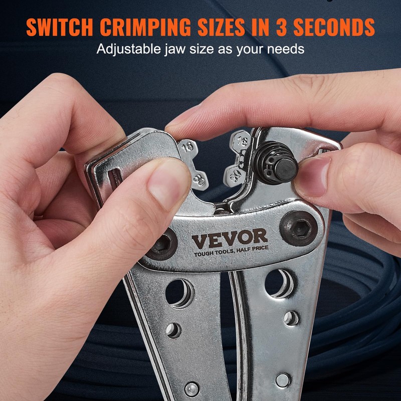VEVOR Battery Cable Lug Crimping Tool, 10-1/0AWG with Cable Cutter