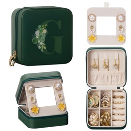 Enthralite Travel Jewellery Box for Gift: Traveling Jewellery Case for Girls Women - Mini Organizer for Necklaces Earrings Green G