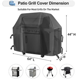 OutdoorLines Cubierta impermeable para parrilla de barbacoa, cubierta universal para parrilla de barbacoa, resistente a los rayos UV, cubierta de parrilla de gas para parrilla exterior al aire libre, 64 pulgadas de largo x 24 pulgadas de ancho x 44 pulga
