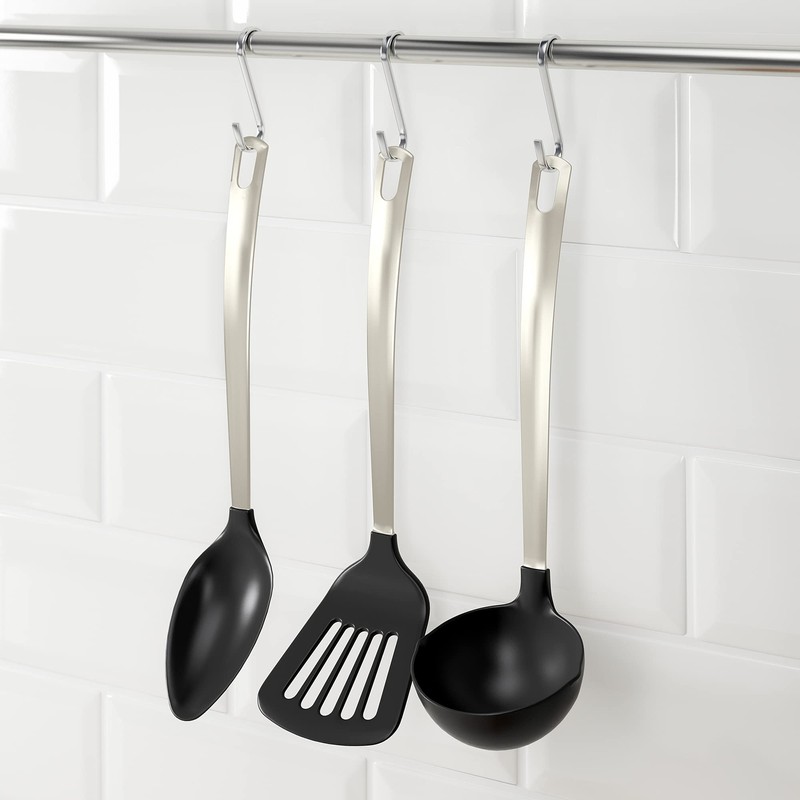 Ikea DIREKT 3-piece kitchen utensil set, black/stainless steel