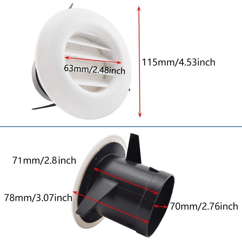 SDTC Tech 3 Inch Round Air Vent ABS Louver Grille