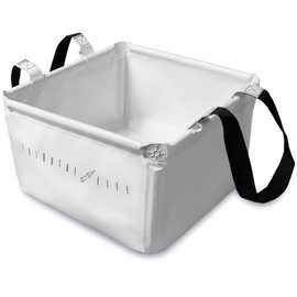 ShazaLife Folding Bucket, Camping Bucket, Jug, Field Rack, Small Items, Foldable, Single Handed, Compact, Square, Large Capacity, 3.5 gal (15 L), Outdoor Use, Fishing, Car Washing, White