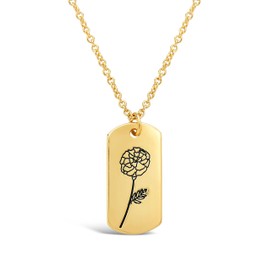 Sterling Forever - 14Kt Gold Plated Birth Month Flower Necklace (October/Marigold)