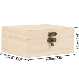 BELLE VOUS Unfinished Wooden Box (6 Pack) - 14.8 x 10.2 x 6.3cm / 5.83 x 4.02 x 2.48 Inches - Wood Boxes with Hinged Lid & Front Locking Clasp - Home Storage for Jewellery, DIY Arts & Crafts Hobbies
