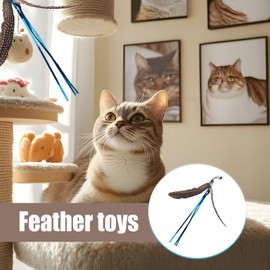 EUBEISAQI Cat Teaser Feather - Indoor Cats Interactive Feather Toy,Natural Hunting Fun, Wand Head Replacement for Home Outdoor Bored Animals