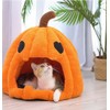Cute Pumpkin Cat Bed for Indoor Cats, Halloween Pumpkin Cat