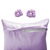 Alexandra's Secret Satin Bed Zippered Pillowcase with Scrunchies for Hair