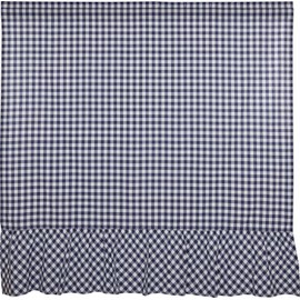 Piper Classics Vintage Check Blue Shower Curtain, 72" x 72", Farmhouse, Country, Cottage, Checked Gingham Bath Accent