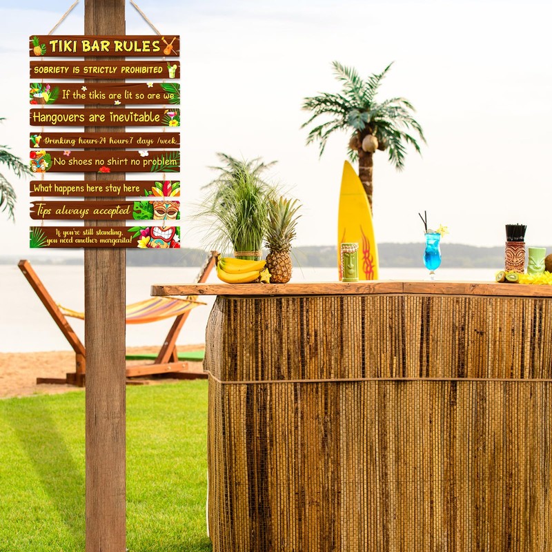 Tiki bar decorations Funny Tiki Bar Rules Sign Tiki Bar