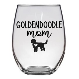 Goldendoodle Mom - Premium 21oz Stemless Wine Glass - Gift for Golden Doodle Dog Lovers
