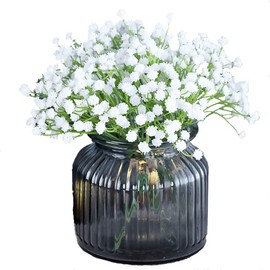 UUPP Artificial Plastic BabysBreath Flowers 4 Bunches White Fake Gypsophila Flower Decor for DIY Wedding Home Party, 7.5 Inches