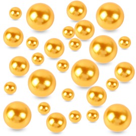 Jisrcha Pack of 150 Faux Pearls, Beads for Crafts, Floating Beads, Mixed Sizes, Mother of Pearl Pearls for Necklaces, Crafts, Decoration, Loose Plastic Beads, Floating Candles