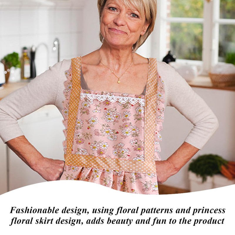 CHROMACRAFT Pack of 2 Aprons with Floral Pattern, Large Pocket