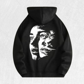 Abstract Face Graphic Hoodie 100% Cotton US Warehouse 6 ColorsColor: Black, Size: L