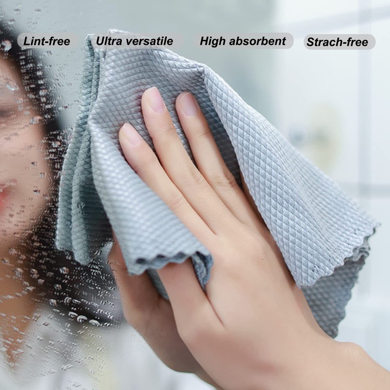 10PCS Fish Scale Microfiber Polishing Cleaning Cloth,Nanoscale Glasses Cleaning Towels