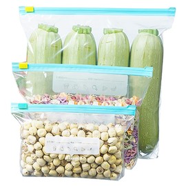 Vylro 45 Stück Zip Gefrierbeutel,Food Storage Bag,PE-Material Gefrierbeutel mit Druckverschluss,3 Größen Gefriertüten mit Clipverschluss,Frischhaltebeutel mit Zipper für Getreide,Gemüse und Fleisch