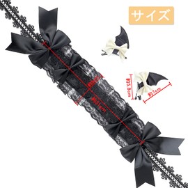 [Sitengle] ヘッドドレス ロリータ 黒 ハロウィン ゴスロリ 髪飾り ハロウィンアクセサリー 悪魔の翼 3WAY カチューシャ レース 黒 リボン 蝶結び ヘアクリップ付き かわいい 萌え キュート メイドカフェ lolita コスプレ パーティー (ホワイトリボン-タイプB)