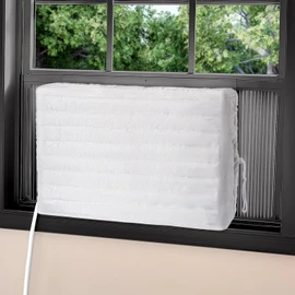 Little World Indoor Air Conditioner Cover - Window AC Covers for Inside, White Double Insulation, 21 x 15 x 3.5 Inches