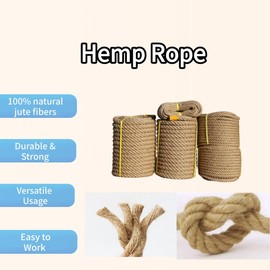 Jute Rope (3/4inchX 100ft) Twisted Hemp Rope for Crafts， Landscaping, Home Décor, and Gardening, Strong and Durable,Suitable for Indoor and Outdoor use