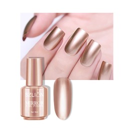 KYDA KYDA 18ml Mirror Nail Polish, Bright Colorful Nail Polish for Nail Art, Longlasting Mirror Effect Nail Art Polish, Gorgeous Reflective Manicure Nail Lacquers-Champagne Gold, 0.61 fl oz