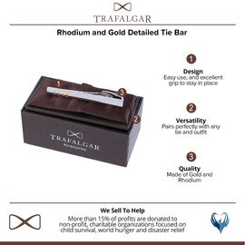 Trafalgar Men's Rhodium and Gold Detailed Tie Bar, Silver and Gold