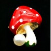Unbranded Delightful MAGIC Mushroom Polka Dot Gold PEARL Red Enamel