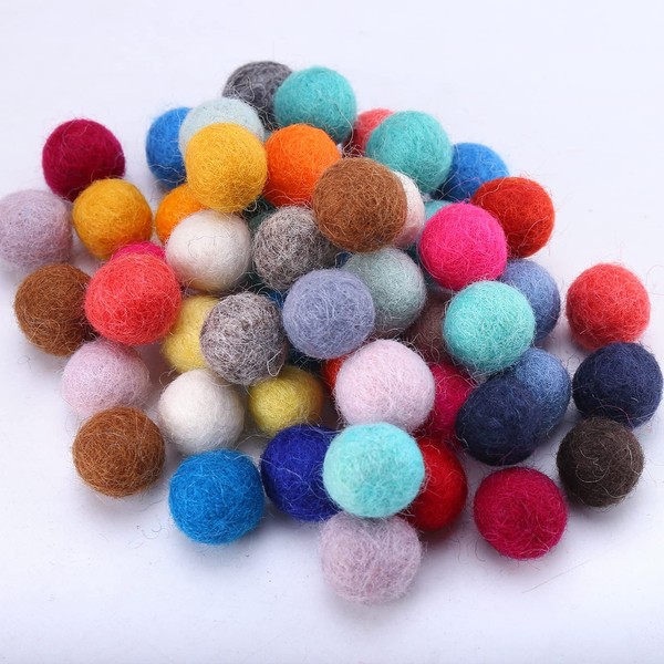 DAHI 50 x Colourful Felt Balls Wool Felt Beads 15