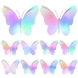20 PCS Large Iridescent Butterfly Centerpieces for Tables Butterfly Party Decorations 3D Laser Paper Butterfly Table Toppers Centerpiece Iridescent Butterfly Centerpieces for Party Birthday Decoration