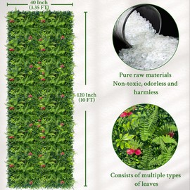 ODTORY Artificial Grass Wall Backdrop Panels Roll: 40X120 in UV-Anti Greenery Boxwood Panels for Indoor Outdoor Green Plant Wall Decor & Ivy Fence Covering Privacy