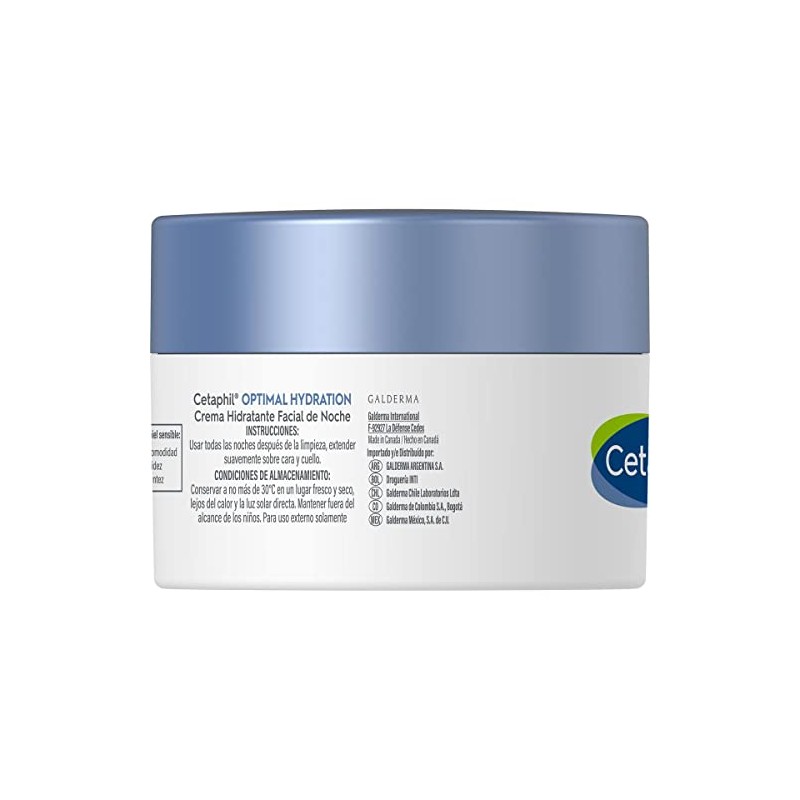 Cetaphil Optimal Hydration Crema Noche Ácido Hialurónico Piel Sensible 48