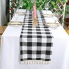 Partisout Buffalo Check Table Runner Checked Table Runner with Tassel